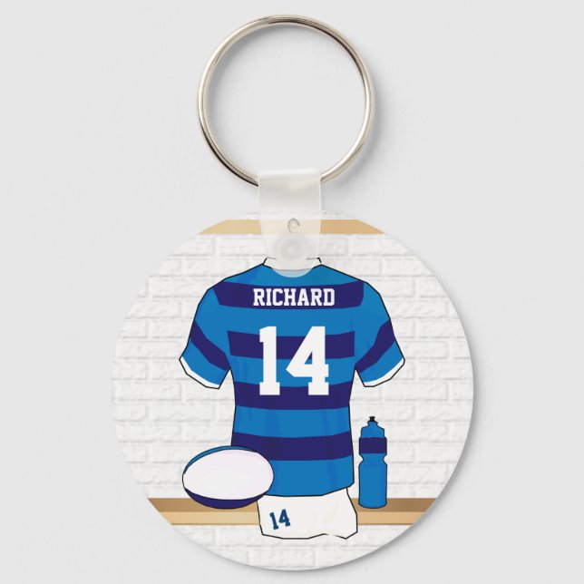 Personalized Rugby Jersey in locker room Keychain (Front)