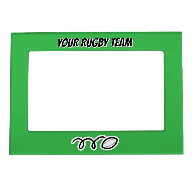 Personalized rugby team picture frame magnet (Front)