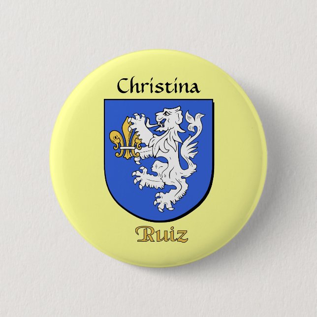 Personalized Ruiz Historical Shield Button (Front)