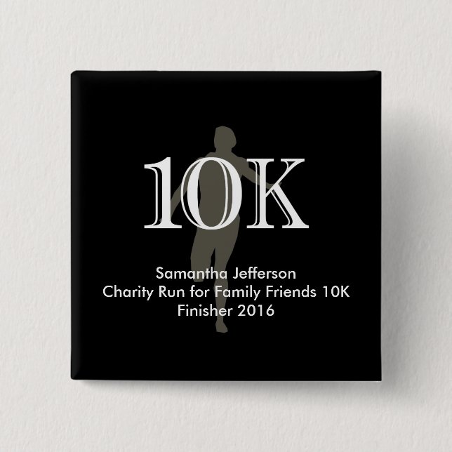 Personalized Runner 10k Cross-Country Keepsake Pinback Button (Front)