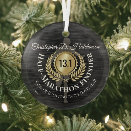 Personalized Runner 131 Half Marathon Keepsake Glass Ornament