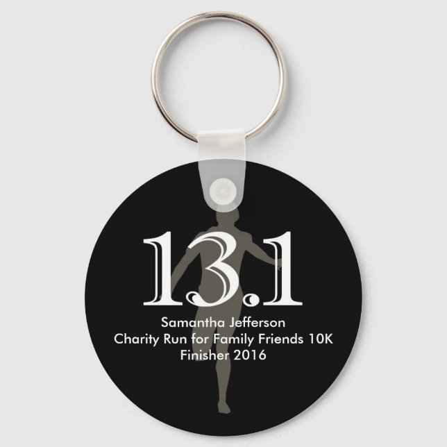Personalized Runner 13.1 Half Marathon Keepsake Keychain (Front)