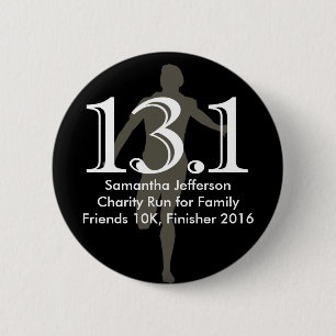 Personalized Runner 13.1 Half Marathon Keepsake Pinback Button