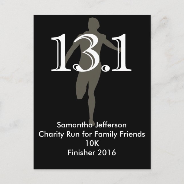 Personalized Runner 13.1 Half Marathon Keepsake Postcard (Front)