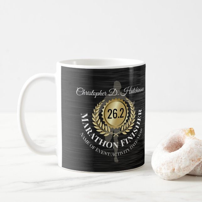 Personalized Runner 26.2 Marathon Keepsake Medal Coffee Mug (With Donut)
