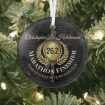 Personalized Marathon Ornament, Runner Photo & Stats, Cross