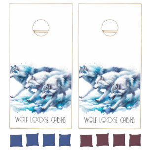 Personalized Running Wolf Pack Business Cornhole Set