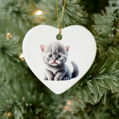 Personalized Russian Blue Kitten Ceramic Ornament