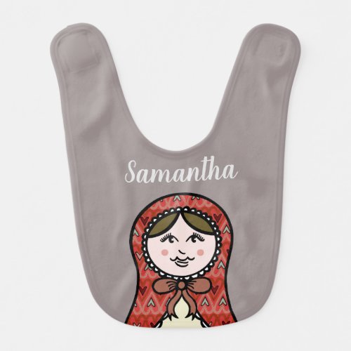 Personalized Russian Doll Matryoshka Baby Bib