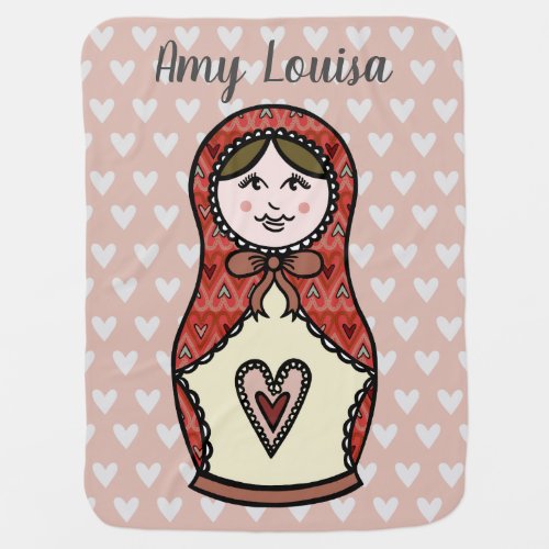 Personalized Russian Doll Matryoshka Baby Blanket