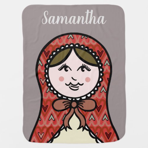 Personalized Russian Doll Matryoshka Baby Blanket