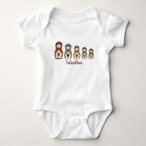 Personalized Russian Doll Matryoshka Baby Bodysuit