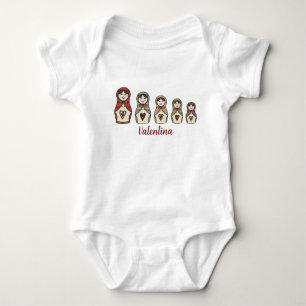 Personalized Russian Doll Matryoshka Baby Bodysuit