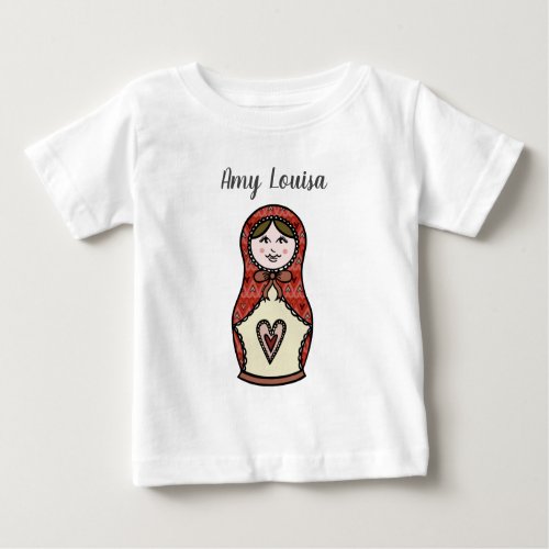 Personalized Russian Doll Matryoshka Baby T Shirt