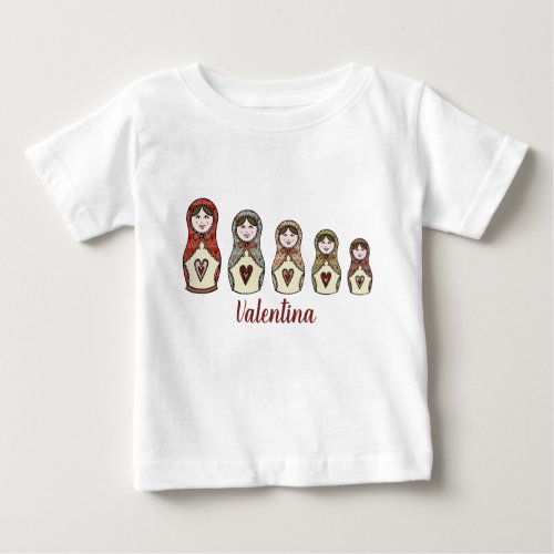 Personalized Russian Doll Matryoshka Baby T Shirt