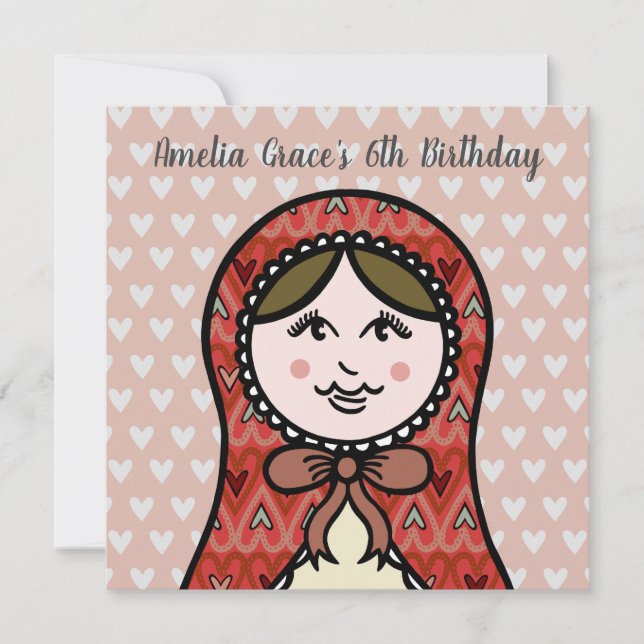 Personalized Russian Doll Matryoshka Invitation (Front)