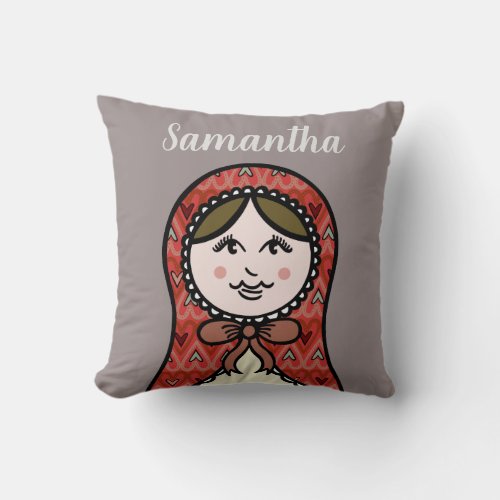 Personalized Russian Doll Matryoshka Throw Cushion