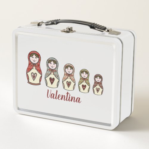 Personalized Russian Nesting Doll Matryoshka Metal Lunch Box