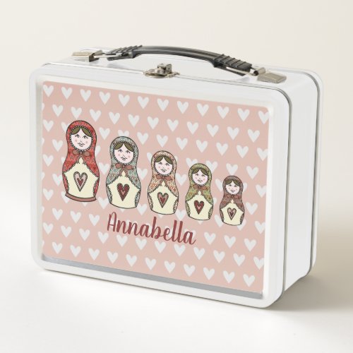 Personalized Russian Nesting Doll Matryoshka Metal Lunch Box