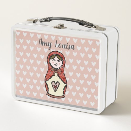 Personalized Russian Nesting Doll Matryoshka Metal Lunch Box