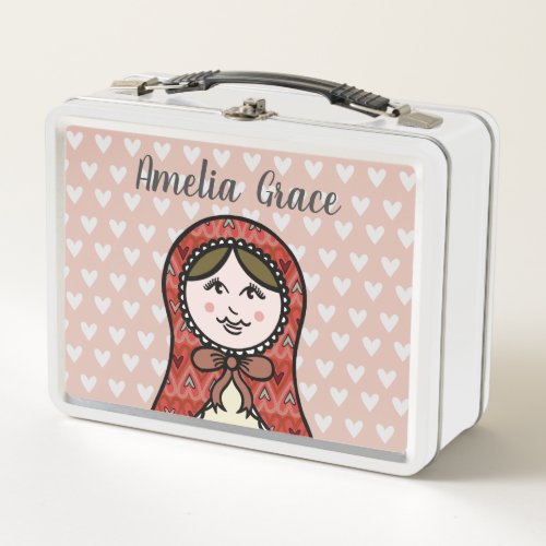 Personalized Russian Nesting Doll Matryoshka Metal Lunch Box