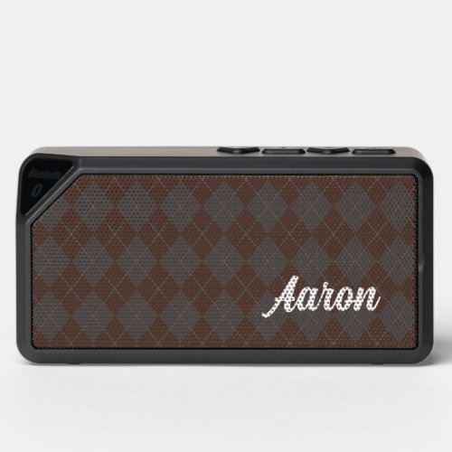 Personalized Rust Argyle Bluetooth Speaker 