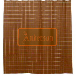 Personalized Rust Red Orange Plaid Shower Curtain