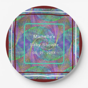 Personalized Rust White & Green Tableware Paper Plates