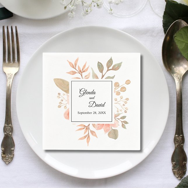 Personalized Rustic Autumn Floral Wedding Napkins (Creator Uploaded)