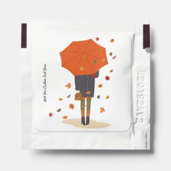Personalized Rustic Autumn Umbrella Girl Hand Sanitizer Packet by HolidayBug at Zazzle