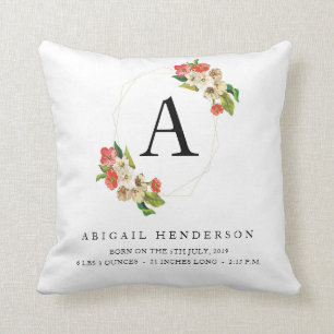 Personalized Rustic Baby Birth Stats Pillow