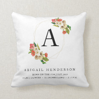 Personalized Rustic Baby Birth Stats Pillow