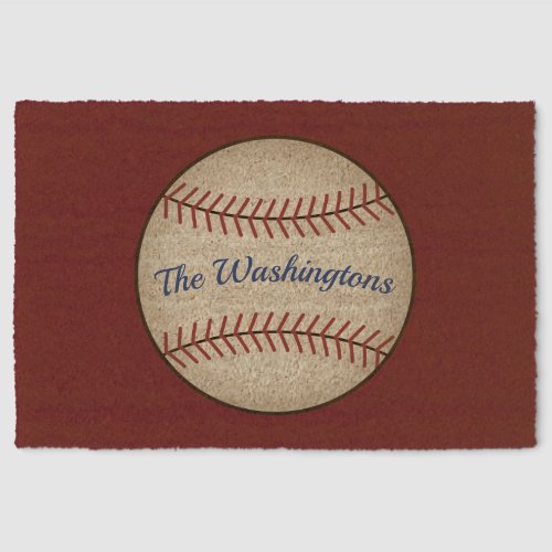 Personalized Rustic Baseball Doormat  Fiber Doormat