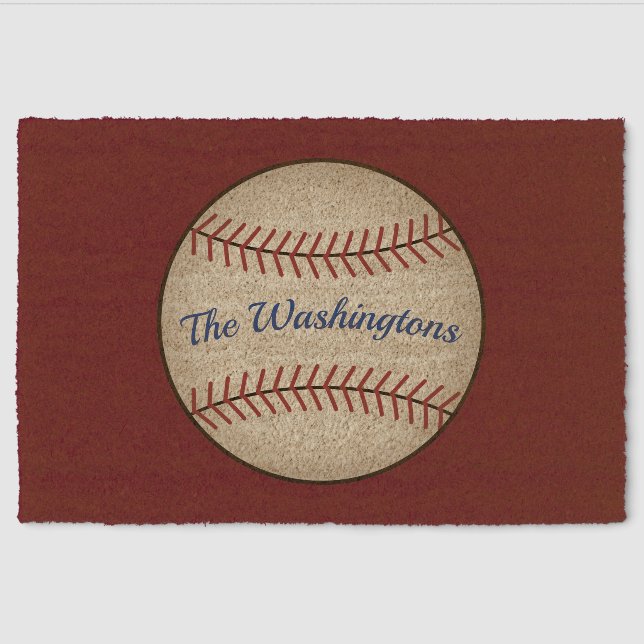 Personalized Rustic Baseball Doormat  Fiber Doormat (Front)