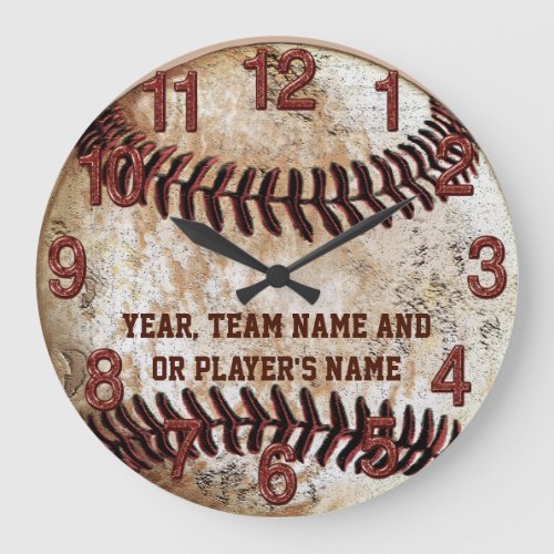 PERSONALIZED Rustic Baseball Gifts for Team or Sen Large Clock