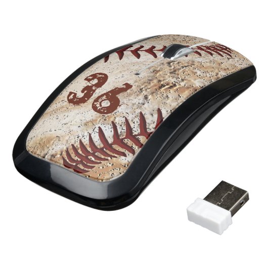 Personalized Rustic Baseball Mouse, Wireless Wireless Mouse (Angled)