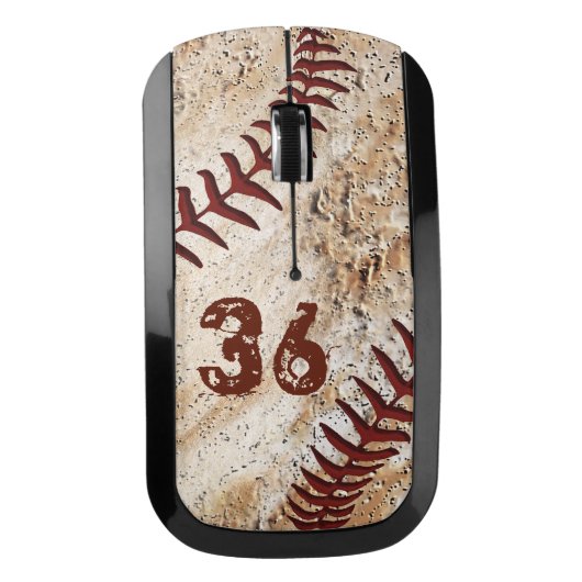 Personalized Rustic Baseball Mouse, Wireless Wireless Mouse (Front)