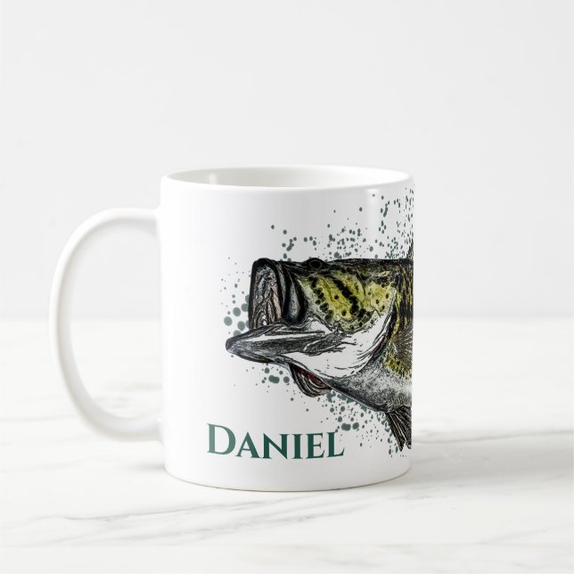 Personalized Rustic Bass Fish  Coffee Mug (Left)