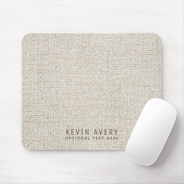 Personalized rustic Beige  Linen Texture Mouse Pad (With Mouse)