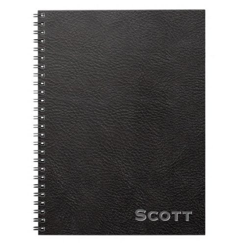 Personalized Rustic Black Leather Masculine Notebook
