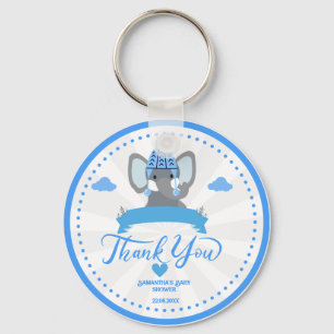 Personalized Rustic Blue Elephant boy Baby Shower Keychain