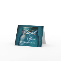 Personalized Rustic Blue Glass Mason Jar Wedding