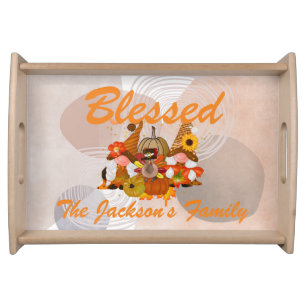 Personalized rustic boho blessed ,Thanksgiving Serving Tray