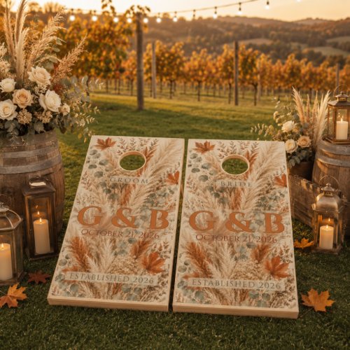 Personalized Rustic Boho Wedding Cornhole Set