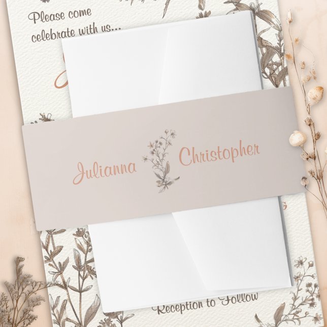 Personalized Rustic Boho Wildflowers Wedding Invitation Belly Band (Creator Uploaded)