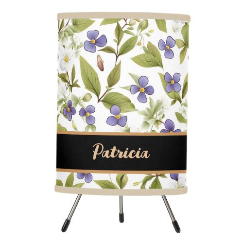 Personalized Rustic Botanical Pattern Tripod Lamp