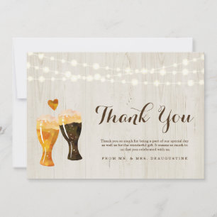 Personalized Rustic Brewery Beer Wedding Thank You Card
