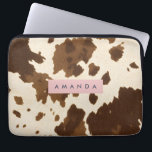Personalized Rustic Brown Cowhide Print Laptop Sleeve<br><div class="desc">With this brown and white cowhide pattern, you can add some Western charm and rustic warmth to your daily life. This design is inspired by the natural beauty of real cowhide. It combines rich, earthy colors with a country feel that is easy to wear. This print gives any space or...</div>