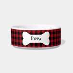 Personalized Rustic Buffalo Plaid Bone Bowl<br><div class="desc">Pamper your pooch with this trendy design</div>