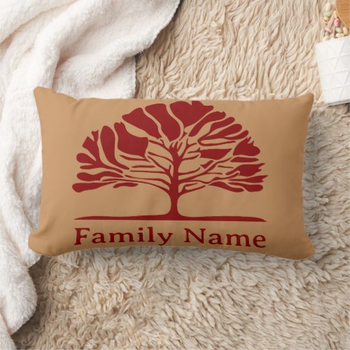 Personalized Rustic Burgundy Tree Lumbar Pillow